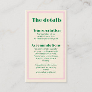 Moderne Retro-Gestreifte Hochzeitsinformationen Visitenkarte
