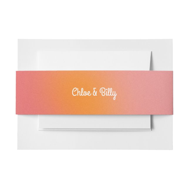Moderne Retro-glänzende rosa Orangefarbene Hochzei Einladungsbanderole (Vorderseite Beispiel)