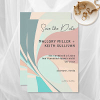 Moderne Retro Groovy Peach Aquamarin & Aqua Weddin