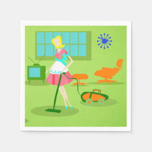Moderne Retro Hausfrau Papier Napkins aus dem Mitt Serviette