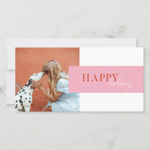 Moderne Retro-Helle-Farbe Rosa Orange Schrift Hund Feiertagskarte