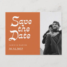 Moderne Retro-Hochzeit im Herbst Save the Date Ank Ankündigungspostkarte