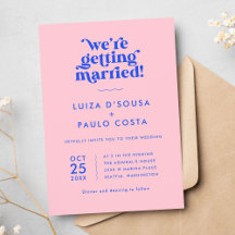Moderne Retro-Hochzeit in Rosa und Blau