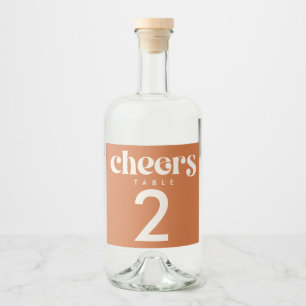 Moderne Retro-Hochzeit-Tischnummer Alkoholflaschenetikett