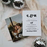 Moderne Retro-Hochzeitseinladung im Stil der 70er