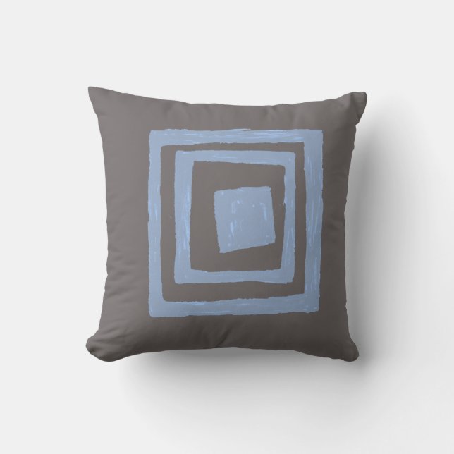 Moderne Retro-Inspirierte Plätze in Grau Blau Kissen (Vorderseite)
