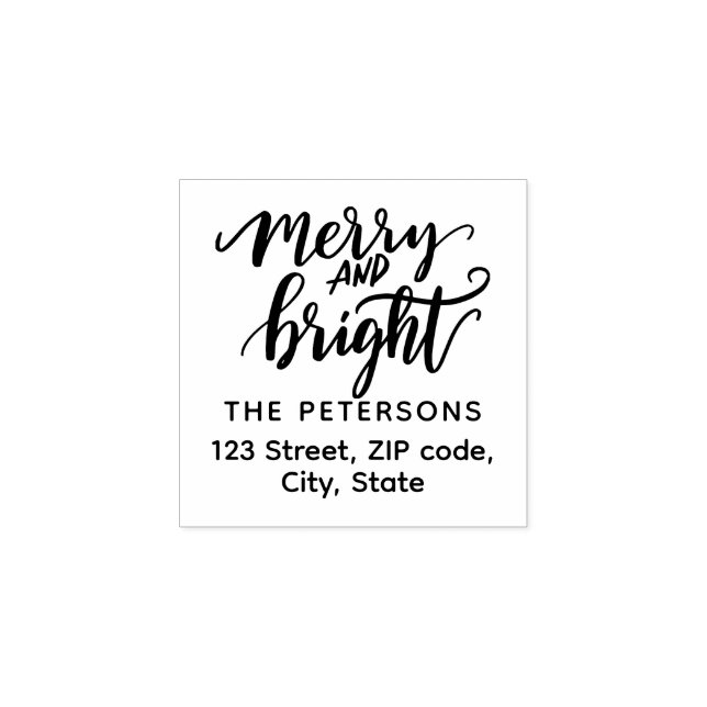 Moderne Retro-Kalligraphie, Merry und Bright Gummistempel (Prägung)