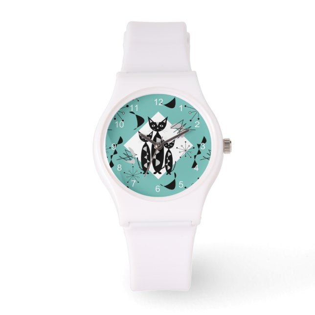 Moderne Retro-Katzen aus dem Mittelalter Niedliche Armbanduhr (Vorderseite)