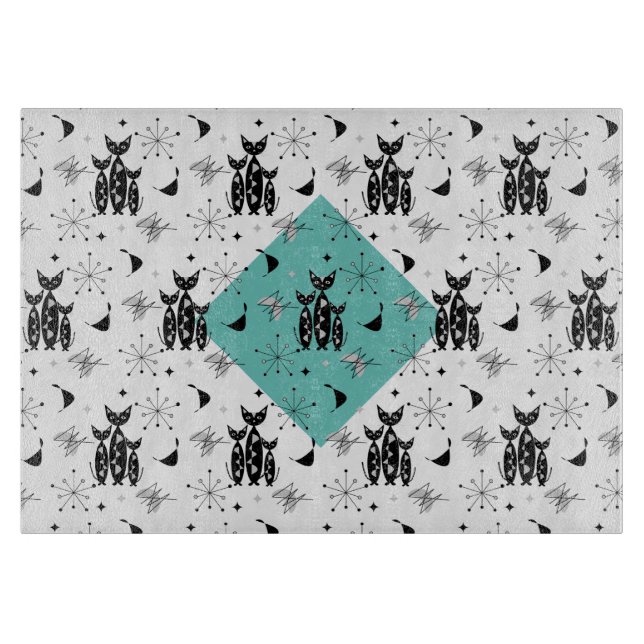 Moderne Retro-Katzen aus dem Mittelalter Niedliche Schneidebrett (Vorderseite)