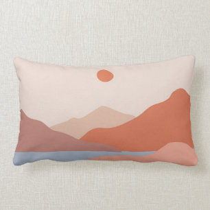 Moderne Retro Landschaft Orange Lendenkissen