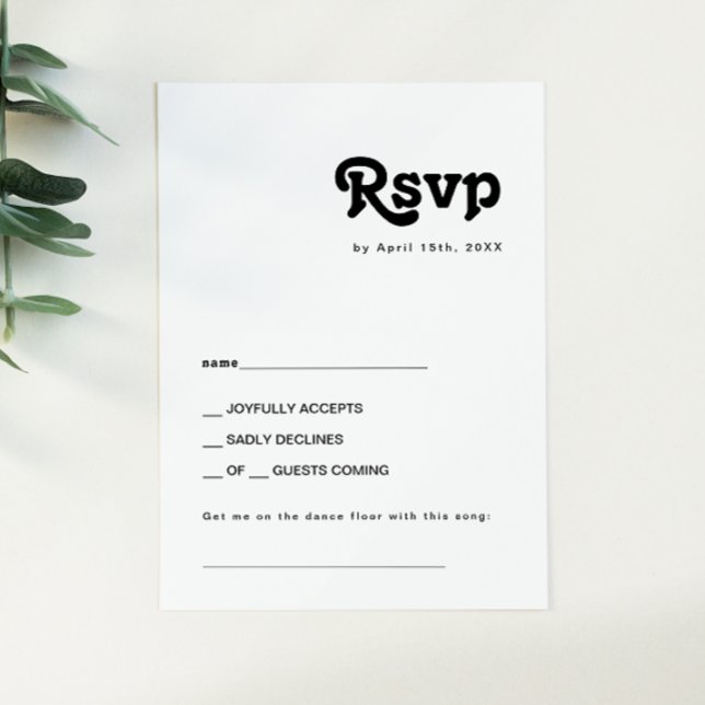 Moderne Retro Letter Song Request RSVP Card Karte (Von Creator hochgeladen)