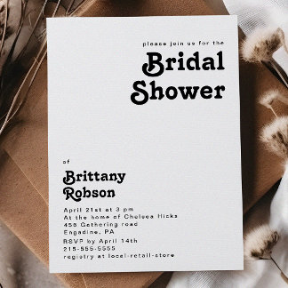 Moderne Retro Lettering Bridal Dusche Einladung