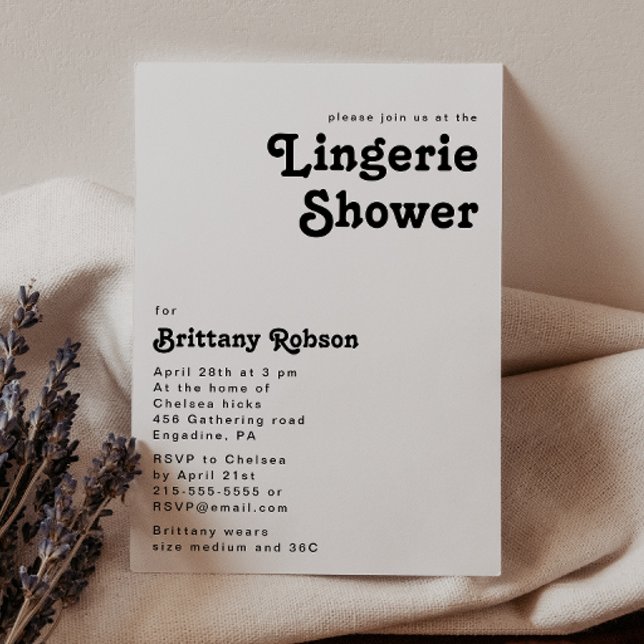 Moderne Retro Lettering Lingerie Dusche Einladung (Von Creator hochgeladen)