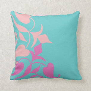 Moderne Retro lila rosa Rebe auf aquamarinem Kissen