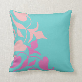 Moderne Retro lila rosa Rebe auf aquamarinem Kissen
