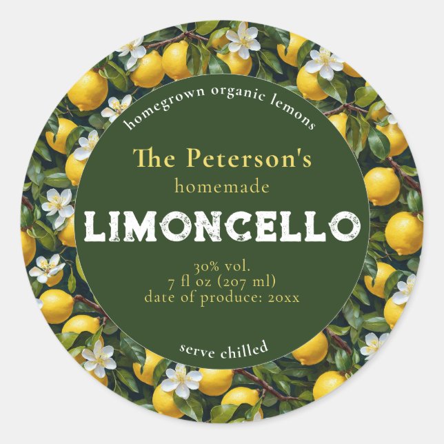 Moderne Rétro Limoncello Étiquette de boisson (Devant)