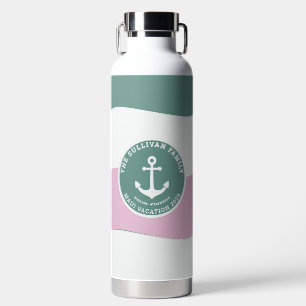 Moderne Retro-Miami-Sage-Lila-Anker-Familienstrand Trinkflasche