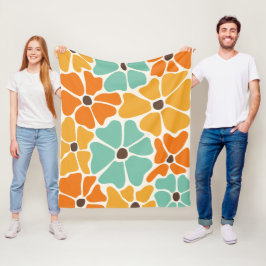 Moderne Retro Mod floral Mitte des Jahrhunderts Fleecedecke