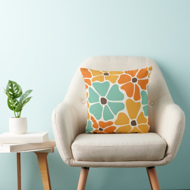 Moderne Retro Mod floral Mitte des Jahrhunderts Kissen (Stuhl )