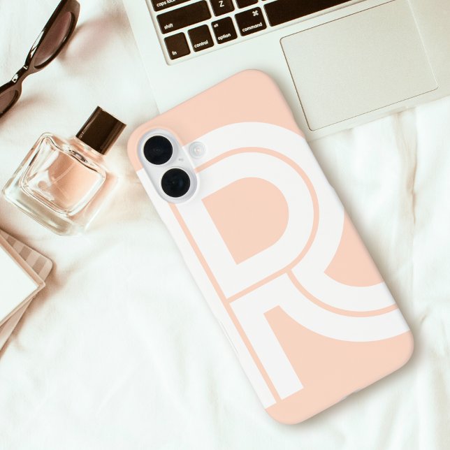 Moderne Retro Monogram, erste zeitgenössische Nied iPhone 16 Plus Hülle (Von Creator hochgeladen)