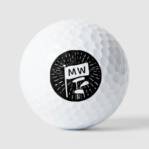 Moderne Retro Monogram Initials Golf Clubs Golfball