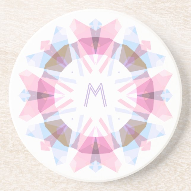 Moderne Retro-Monogramm Anfangsbuchstabe Rosa Blau Getränkeuntersetzer (Vorne)