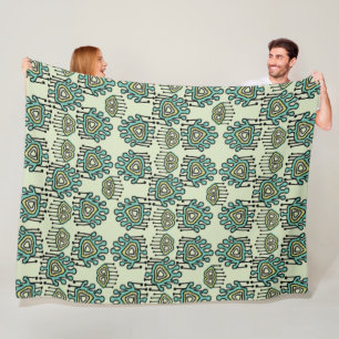 Moderne Retro-Muster mit tribalen Punkten im iKat- Fleecedecke