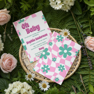 Moderne Retro Pastell Oh Baby Einladung zur Babypa