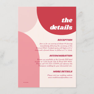 Moderne Retro rosa rote Bögen für Hochzeiten Detai Begleitkarte