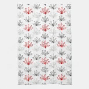 Moderne Retro-Rot und Grauflora Geschirrtuch