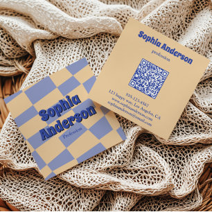 Moderne Retro-Schachbrett-Qr-Code Quadratische Visitenkarte