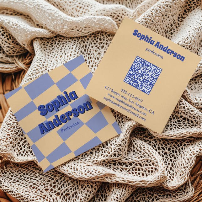 Moderne Retro-Schachbrett-Qr-Code Quadratische Visitenkarte (Von Creator hochgeladen)