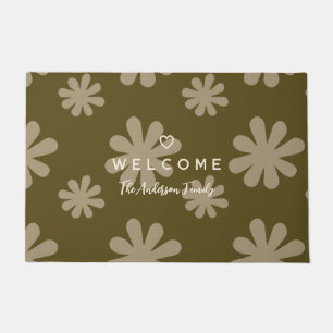 Moderne Retro-schicke Daisy-Blume Willkommen Fußmatte