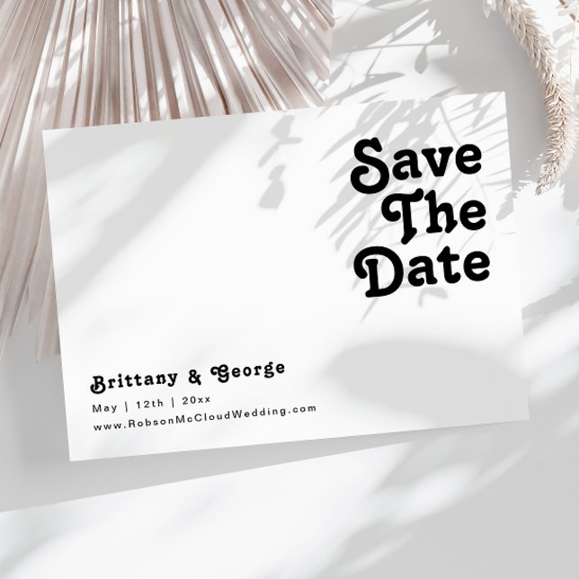 Moderne Retro-Schrift Save the Date horizontal (Von Creator hochgeladen)