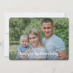 Moderne Retro-Schrift+ Sterne Frohe Halloween-Gruß Ankündigung