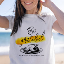 Moderne Retro Sei dankbar Erntedank Typografie T-Shirt