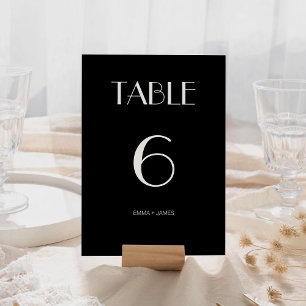 Moderne Retro Solid Black Wedding Tischnummer