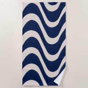 Moderne Retro-Sommer Blau Wellen Streifen Strandtuch