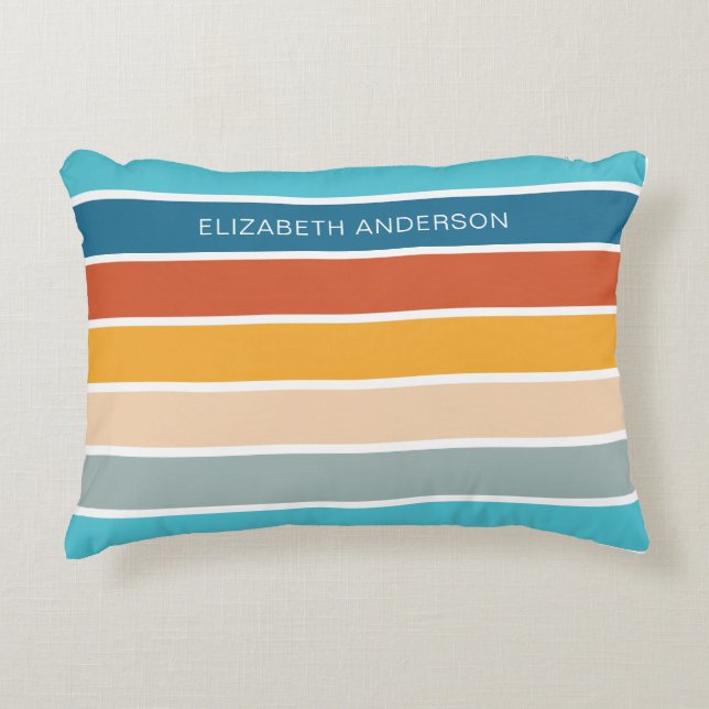 Moderne Retro-Sonnenschutzstreifen Personalisiert Dekokissen (Vorderseite)