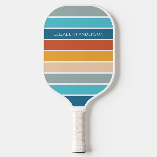 Moderne Retro-Sonnenschutzstreifen Personalisiert Pickleball Schläger (Vorderseite)