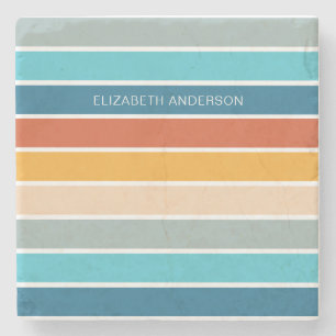 Moderne Retro-Sonnenschutzstreifen Personalisiert Steinuntersetzer