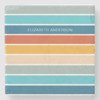 Moderne Retro-Sonnenschutzstreifen Personalisiert Steinuntersetzer