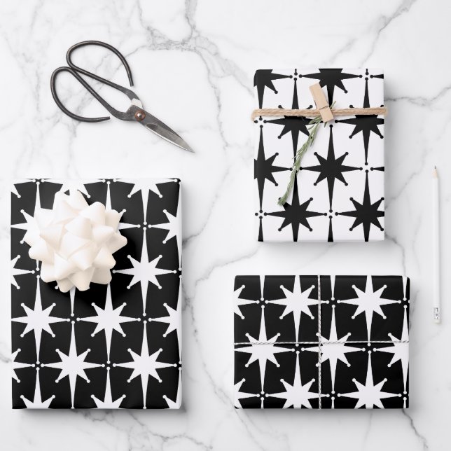 Moderne Retro-Sternexplosionen aus dem Mittelalter Geschenkpapier Set (Vorderseite)