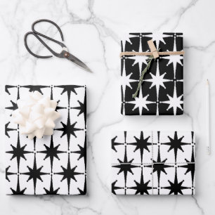 Moderne Retro-Sternexplosionen des Mitteljahrhunde Geschenkpapier Set