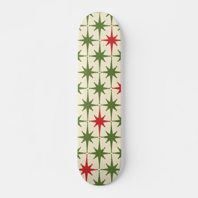 Moderne Retro-Sternexplosionen des Mitteljahrhunde Skateboard (Vorne)