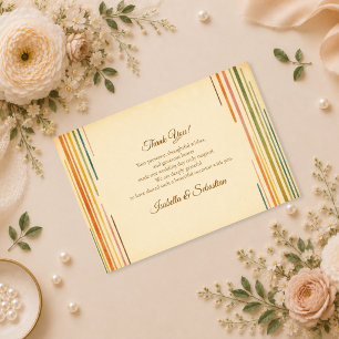 Moderne Retro-Streifen-Hochzeit Dankeskarte