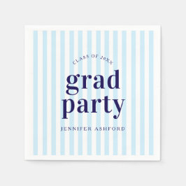 Moderne Retro Stripes Navy Blue Graduation Party Serviette