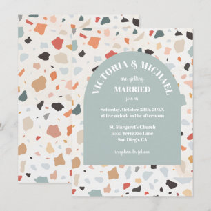 Moderne Retro Terrazzo Hochzeitstorch Einladung