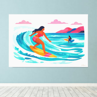 Moderne retro-tropische Surfwelle 02 Leinwanddruck