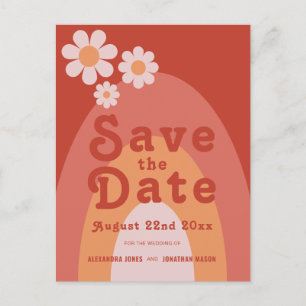 Moderne Retro Vintage 70er Hochzeit Einladungspostkarte
